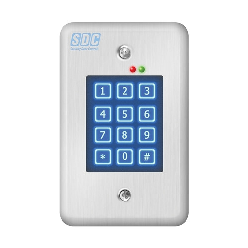 SDC 918U INDOOR EntryCheck Stand Alone Digital Indoor Keypad 12/24VAC/DC Satin Stainless Steel Finish