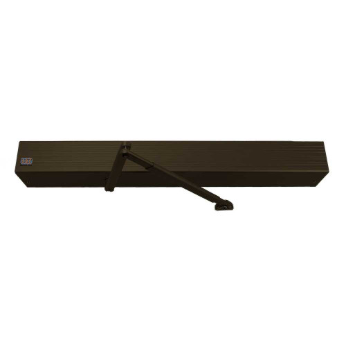 SDC AUTOS136X Low Energy Surface Mounted Electromechanical Door Operator Double Lever Arm Regular with Dead Stop Push Side Mounted Top Jamb Up to 36 Door 130 Deg Swing Machine and Wood Screws Dark Bronze Anodized Aluminum Finish AUTOS136X