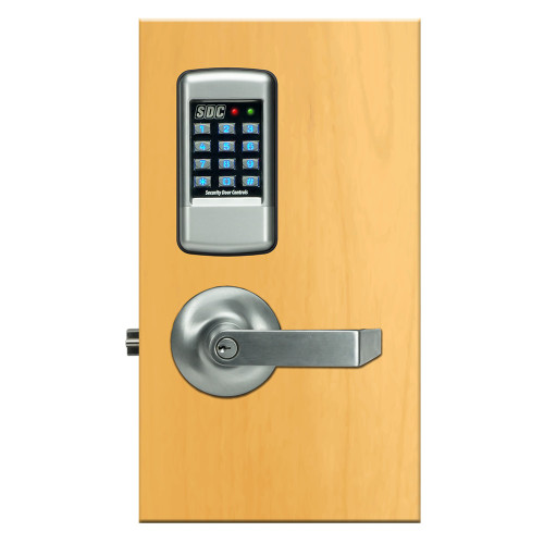 SDC E75KQE1Q E75 Digital Keypad Lock Cylindrical Lockset Dull Chrome Keypad Eclipse Lever with Dull Chrome Finish