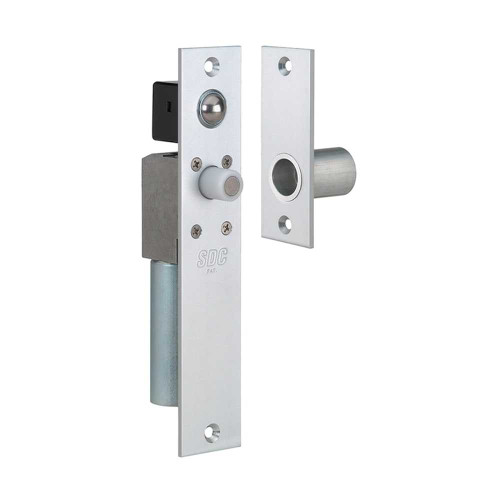 SDC FS23MIV Spacesaver Mortise Bolt Lock Dual Failsafe 12/24VDC Satin Aluminum Clear Anodized FS23MIV
