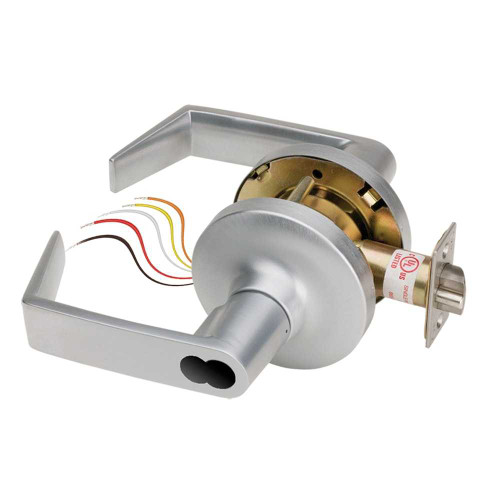 SDC Z7252E5QB1ST1 Electra Pro Fail Secure Electrically Unlocked Eclipse Lever SFIC Prep Less Core Latchbolt Monitor 2-3/4 Backset Latchbolt ANSI 1-1/4 x 4-7/8 Strike Plate Dull Chrome Finish Z7252E5QB1ST1