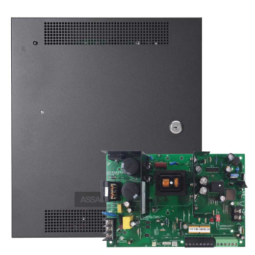Securitron AQL104-D8PR8E1 Switching Power Supply With Integrated Fire Alarm Interface 24VDC 10A 25 A Polyswitch Power Module 8 Programmable Fused Continuous Outputs 8 Access Control Inputs With Programmable Relay Outputs E1 Enclosure Black or White AQL104-D8PR8E1