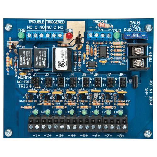 Securitron PDB-8C1R1 Power Distribution Board 8 PTC Outputs Fire Trigger/Relay