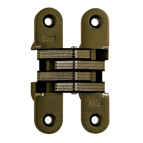 SOSS 216US5 216 Invisible Hinge 4-5/8 US5 216 Series 4-5/8 Invisible Hinge 1-3/8 Minimum Door Thickness ANTIQUE Brass