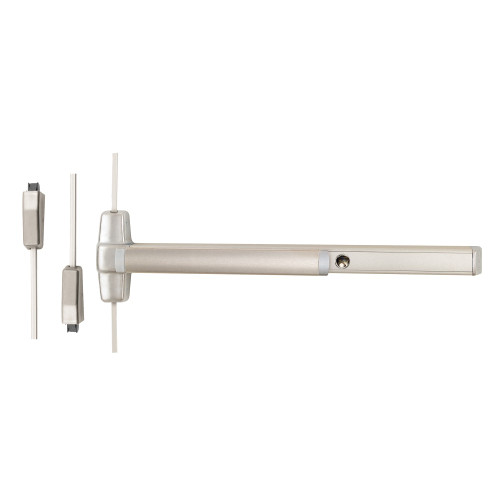 Von Duprin CD9827EO 3 32D Grade 1 Surface Vertical Rod Exit Bar Wide Stile Pushpad 36 Panic Device 84 Door Height Exit Only Less trim Cylinder Dogging Satin Stainless Steel Finish Field Reversible