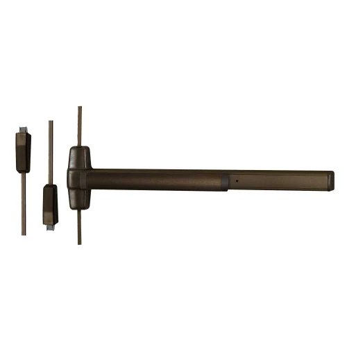 Von Duprin 9827EO 3 313 Grade 1 Surface Vertical Rod Exit Bar Wide Stile Pushpad 36 Panic Device 84 Door Height Exit Only Less trim Hex Key Dogging Dark Bronze Anodized Aluminum Finish Field Reversible 9827EO 3 313