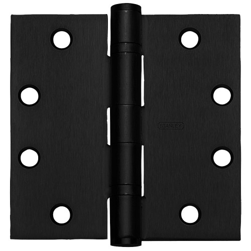 Stanley Security FBB179 4-1/2X4-1/2 1D Five Knuckle Ball Bearing Architectural Hinge Steel Full Mortise Standard Weight 4-1/2 by 4-1/2 Square Corner Black Painted Finish