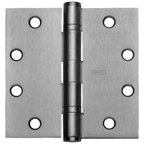 Stanley Security FBB179 5X4 26D Five Knuckle Ball Bearing Architectural Hinge Steel Full Mortise Standard Weight 5 by 4 Square Corner Satin Chrome