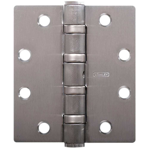 Stanley Security FBB199 4-1/2X4-1/2 26D Five Knuckle Ball Bearing Architectural Hinge Brass Bronze or Stainless Steel Full Mortise Heavy Weight 4-1/2 by 4-1/2 Square Corner Satin Chrome FBB199 4-1/2X4-1/2 26D