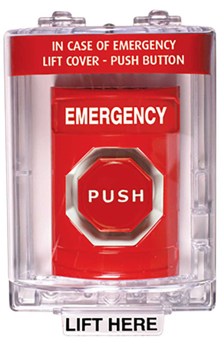 STI SS2042EM-EN Stopper Station Red Flush Cover Universal Stopper Horn Key-to-Reset Illuminated EMERGENCY English SS2042EM-EN