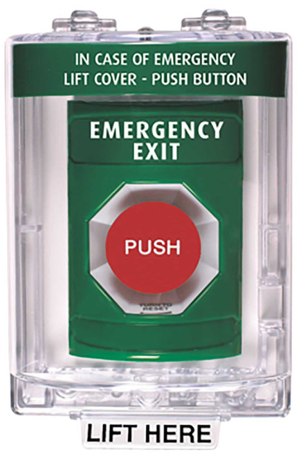 STI SS2131EX-EN Stopper Station Green Flush Cover Universal Stopper Label Shell Turn-to-Reset EMERGENCY EXIT English SS2131EX-EN