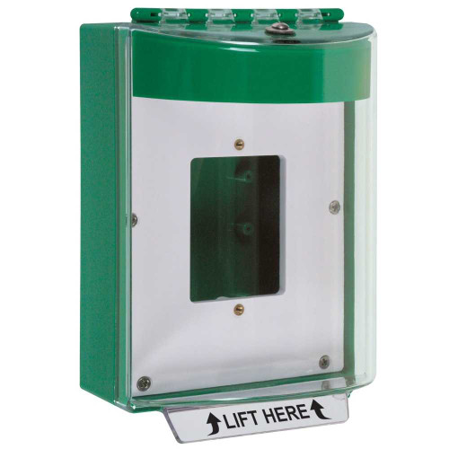 STI STI-13500NG Universal Stopper Dome Cover EnlClosed Back Cox & Opened Mounting Plate No Label Hood No Label Green STI-13500NG