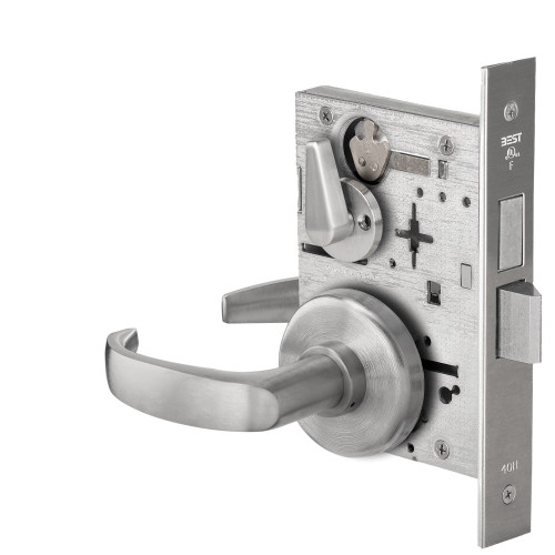 BEST 45H0L14H626 Grade 1 Privacy Mortise Lock 14 Lever H Rose Non-Keyed Satin Chrome Finish Field Reversible