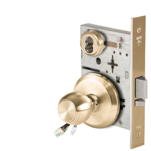 BEST 45HW7WEU4S606RQE12V Fail Secure 12V Double Cylinder Electrified Mortise Lock 4 Knob S Rose Request to Exit Satin Brass