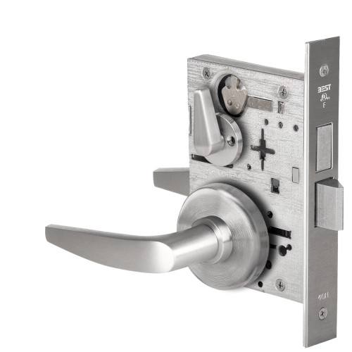 BEST 45H0L16H626 Grade 1 Privacy Mortise Lock 16 Lever H Rose Non-Keyed Satin Chrome Finish Field Reversible