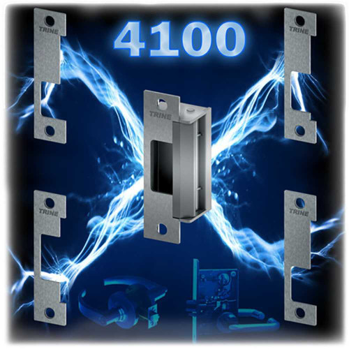 Trine 4100 US32 4100 Series Electric Strike 12/24VDC 12-24VAC Fail Secure 4 4-7/8 x 1-1/4 Faceplates for Cylindrical and Mortise Locks Bright Stainless Steel 4100 US32
