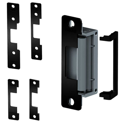 Trine 4200 BLK 4200 Series Electric Strike 12/24VDC 12-24VAC Fail Secure 4-7/8 4-7/8 RC 6-7/8 RC and 7-15/16 RC Faceplates Black 4200 BLK