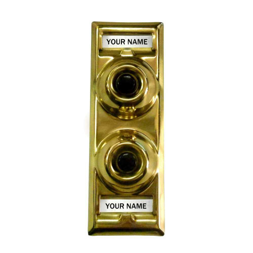 Trine 91P Pushbutton 2-Button Multi-Family 4-3/4 L x 5/8 W x 3/4 H Up to 30VAC/DCBright Brass 91P
