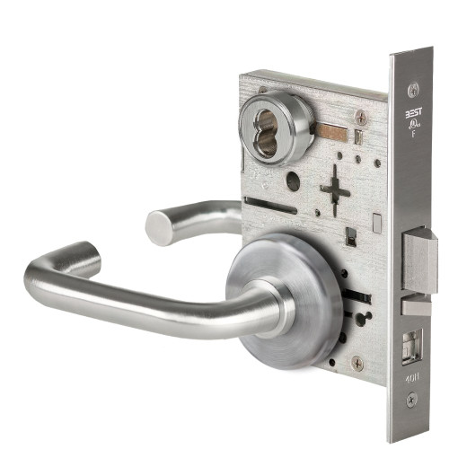 BEST 45H7A3H626 Grade 1 Office Mortise Lock 3 Lever H Rose SFIC Housing Less Core Satin Chrome Finish Field Reversible
