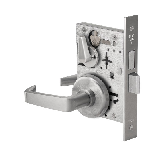 BEST 45H0L15H626 Grade 1 Privacy Mortise Lock 15 Lever H Rose Non-Keyed Satin Chrome Finish Field Reversible