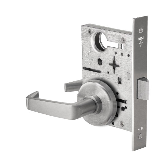 BEST 45H0N15H626 Grade 1 Passage Mortise Lock 15 Lever H Rose Non-Keyed Satin Chrome Finish Field Reversible