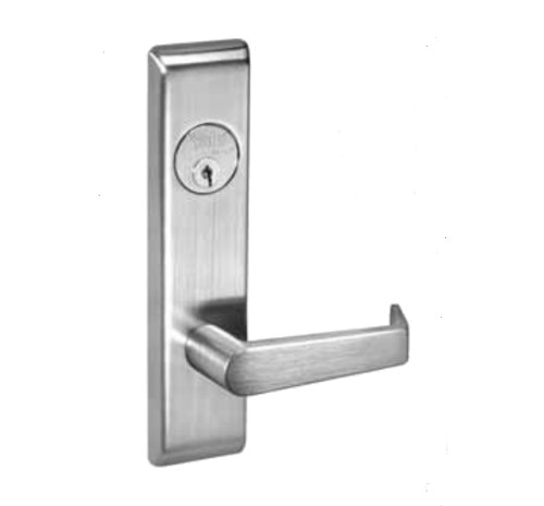 Yale AUCN8891FL 618 24V REX Grade 1 Electric Mortise Lock Outside Fail Secure Single Cylinder Augusta Lever CN Escutcheon Para Keyway Conventional Cylinder 24VDC Request to Exit Switch Bright Nickel Plated Clear Coated Finish