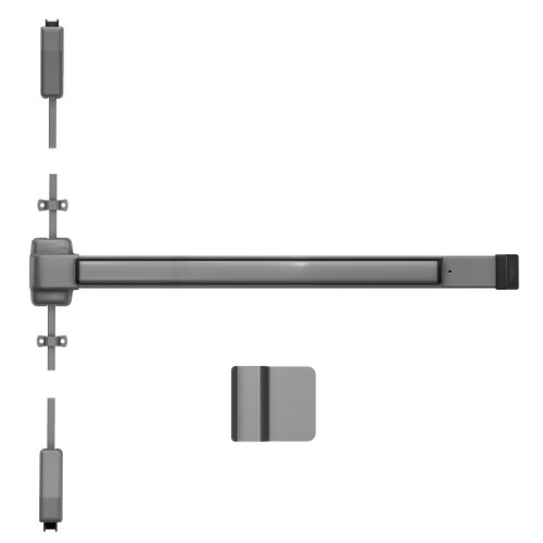 Von Duprin 2227DT 3 689 Grade 1 Surface Vertical Rod Exit Bar 36 Device Fits 84 Door Dummy Function Wing/Finger Pull Hex Key Dogging Aluminum Painted Finish Field Reversible 2227DT 3 689