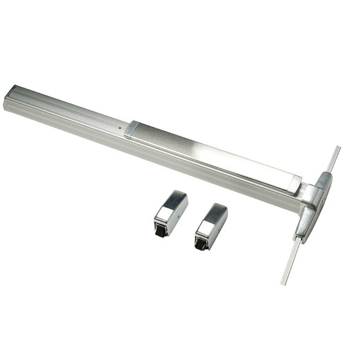 Von Duprin 3327AEO 4 US28 Grade 1 Surface Vertical Rod Exit Device Narrow Stile Pushpad 48 Exit Only Less Trim Hex Key Dogging Satin Aluminum Clear Anodized Finish Non-Handed 3327AEO 4 US28