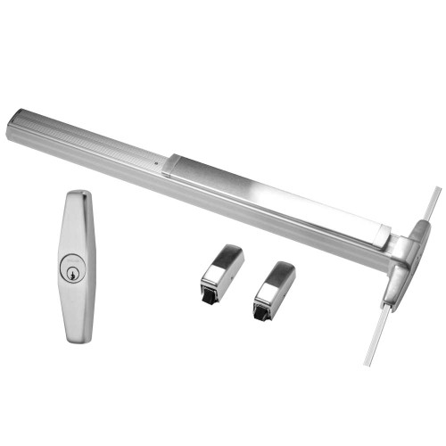 Von Duprin 3327ANL-OP 3 26D Grade 1 Surface Vertical Rod Exit Device Narrow Stile Pushpad 36 Night Latch No Pull Cylinder Only Hex Key Dogging Satin Chrome Finish Non-Handed 3327ANL-OP 3 26D