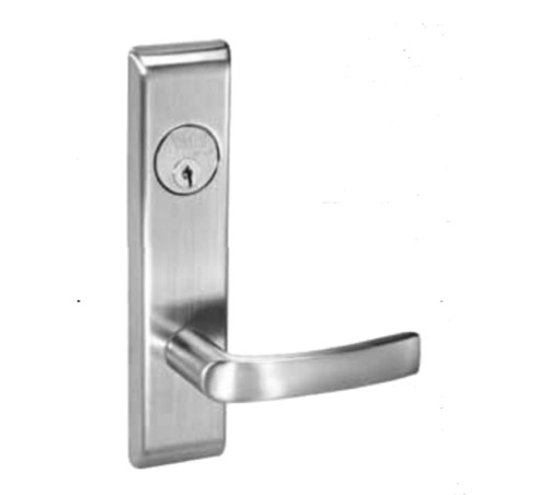 Yale MOCN8890FL 618 24V REX Grade 1 Electric Mortise Lock Outside Fail Safe Single Cylinder Monroe Lever CN Escutcheon Para Keyway Conventional Cylinder 24VDC Request to Exit Switch Bright Nickel Plated Clear Coated Finish