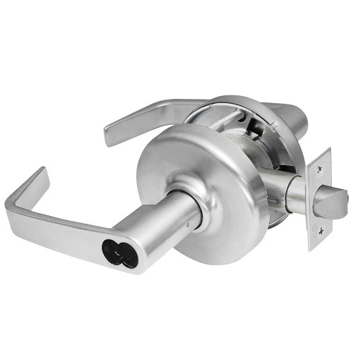 Corbin Russwin CL3581 NZD 626 CL6 Grade 1 Keyed Lever x Blank Plate Cylindrical Lock Newport Lever LFIC Less Core Satin Chrome Finish Non-handed CL3581 NZD 626 CL6