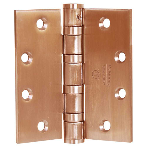 McKinney T4A3786 5X4-1/2 10 NRP Full Mortise Hinge 5-Knuckle Heavy Weight 5 by 4-1/2 Square Corner Non-Removable Pin Satin Bronze Clear Coated Finish T4A3786 5X4-1/2 10 NRP