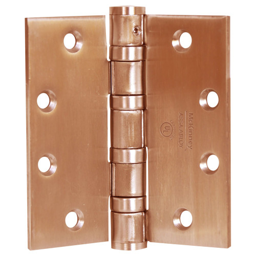 McKinney T4A3786 5X4-1/2 10 NRP Full Mortise Hinge 5-Knuckle Heavy Weight 5 by 4-1/2 Square Corner Non-Removable Pin Satin Bronze Clear Coated Finish