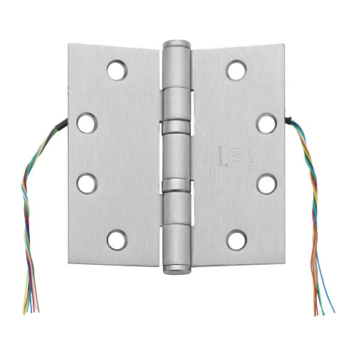 McKinney TA2714 4-1/2X4-1/2 26D CC8 Full Mortise Hinge 5-Knuckle Standard Weight 4-1/2 by 4-1/2 Square Corner 8-Wire Satin Chrome Finish