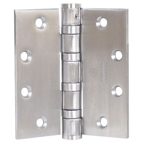 McKinney T4A3386 4-1/2X4-1/2 32D NRP Full Mortise Hinge 5-Knuckle Heavy Weight 4-1/2 by 4-1/2 Square Corner Non-Removable Pin Satin Stainless Steel Finish