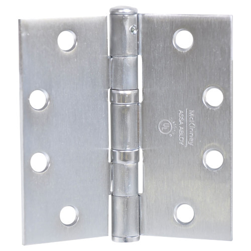 McKinney TA2314 4-1/2X4-1/2 32D NRP Full Mortise Hinge 5-Knuckle Standard Weight 4-1/2 by 4-1/2 Square Corner Non-Removable Pin Satin Stainless Steel Finish