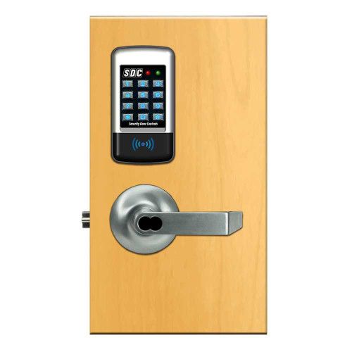 SDC E75KPQE5Q E75 Digital Keypad Lock with Prox Reader Cylindrical Lockset Dull Chrome Keypad I-Core Prep Eclipse Lever with Dull Chrome Finish E75KPQE5Q