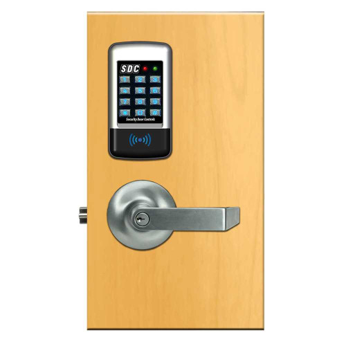 SDC E75KPQE1Q E75 Digital Keypad Lock with Prox Reader Cylindrical Lockset Dull Chrome Keypad Eclipse Lever with Dull Chrome Finish E75KPQE1Q