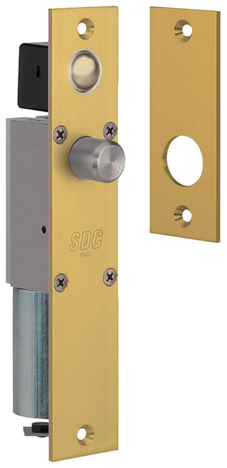 SDC 1091AIC Spacesaver Mortise Bolt Lock Fits 1-3/4 In Frames 12/24 VDC Failsafe Bright Brass 1091AIC