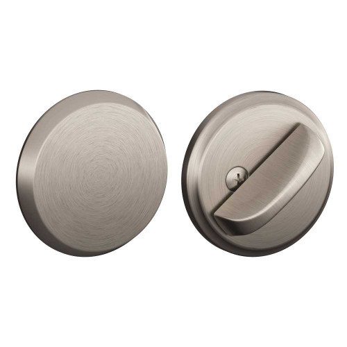 Schlage Residential B81 619 One-sided Deadbolt with Exterior Plate Dual Option Latch Satin Nickel Plated Clear Coated Finish B81 619