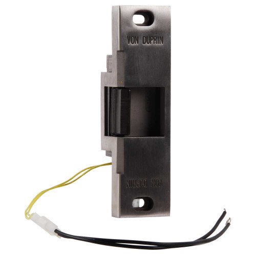 Von Duprin 6113 12V 32D Grade 1 Electric Strike Fail Secure Electrically Unlocked 12 VDC 6 x 1-5/8 Faceplate Fire Rated For use with Rim Exit Devices on Single Doors Hollow Metal Aluminum or Wood Frame Satin Stainless Steel Finish 6113 12V 32D