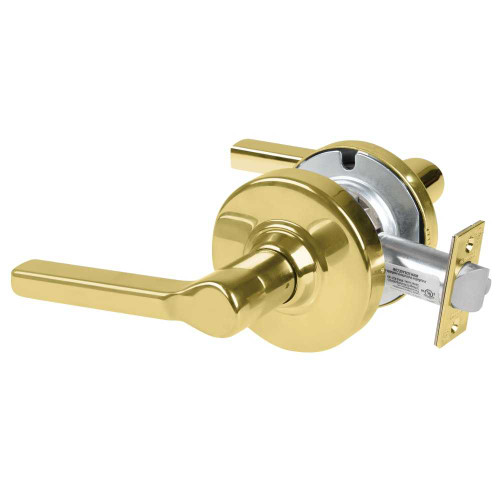 Schlage ND12DEU LAT 605 Grade 1 Electrified Cylindrical Lock Exit Function 12-24V DC Fail Secure 2-3/4 Backset Latitude Lever No Cylinder Override Bright Brass ND12DEU LAT 605