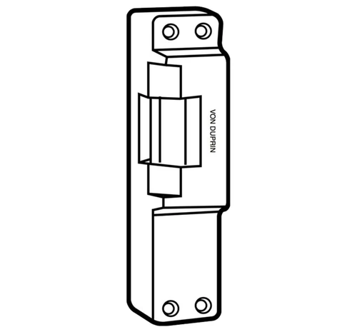 Von Duprin 6114 24V US10B Grade 1 Electric Strike Fail Secure Electrically Unlocked 24 VDC 7-1/2 x 1-7/8 Faceplate For use with Rim Nightlatches on Single Doors Hollow Metal or Aluminum Frame Dark Oxidized Satin Bronze Oil Rubbed Finish 6114 24V US10B