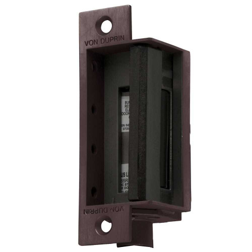 Von Duprin 6210 24V US10B Grade 1 Electric Strike Fail Secure Electrically Unlocked 24 VDC 4-7/8 x 1-1/4 Faceplate Fire Rated For use with Mortise Locks on Single Doors Hollow Metal or Aluminum Frame Dark Oxidized Satin Bronze Oil Rubbed Finish 6210 24V US10B