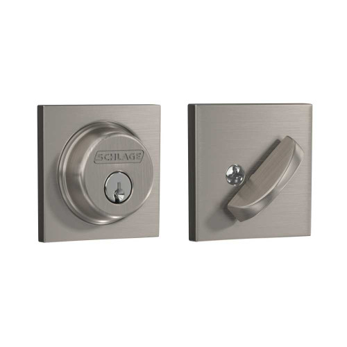 Schlage Residential B60 COL 619 KA4 Grade 1 Single Cylinder Deadbolt Lock Conventional Cylinder 5 Pins Keyed Alike in Groups of 4 Dual Option Latch Collins Satin Nickel Plated Clear Coated Finish B60 COL 619 KA4