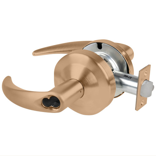 Schlage ND96JDEU OME 612 Grade 1 Electrified Cylindrical Lock Storeroom Function with Vandlgard 12-24V DC Fail Secure 2-3/4 Backset Omega Lever LFIC Prep Satin Bronze
