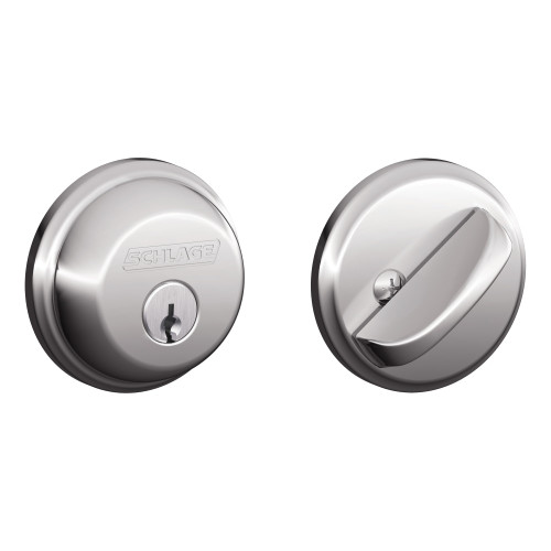 Schlage Residential B60 625 KD Grade 1 Single Cylinder Deadbolt Lock Conventional Cylinder 5 Pins Keyed Different Dual Option Latch Bright Chrome Finish