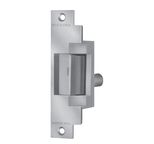 Von Duprin 6212WF 24V 32D Grade 1 Electric Strike Fail Secure Electrically Unlocked 24 VDC 6-3/8 x 1-1/4 Faceplate Fire Rated For use with Cylindrical or Mortise Locks on Single Doors Wood Frame Satin Stainless Steel Finish 6212WF 24V 32D