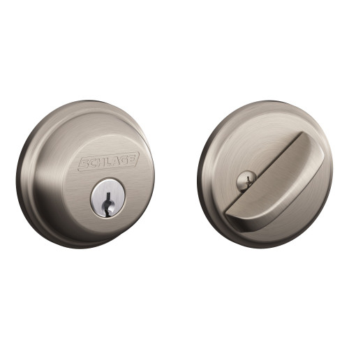 Schlage Residential B60 619 KD Grade 1 Single Cylinder Deadbolt Lock Conventional Cylinder 5 Pins Keyed Different Dual Option Latch Satin Nickel Plated Clear Coated Finish