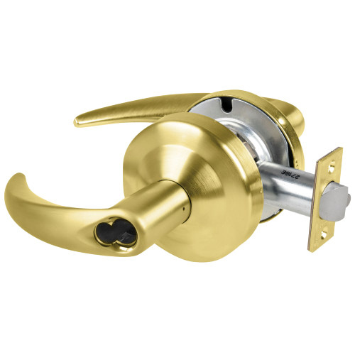 Schlage ND96BDEL OME 606 Grade 1 Electrified Cylindrical Lock Storeroom Function with Vandlgard 12-24V DC Fail Safe 2-3/4 Backset Omega Lever SFIC Prep Satin Brass